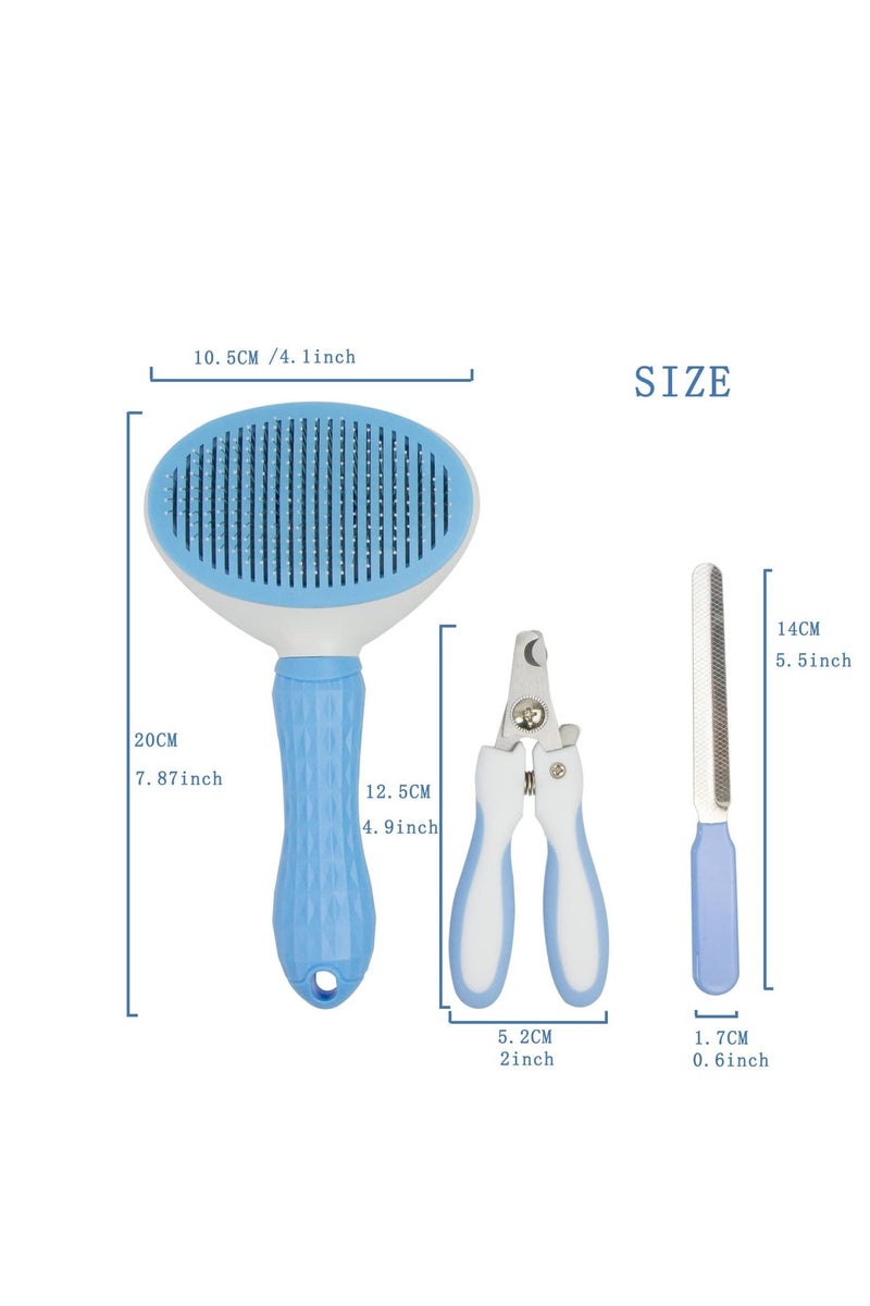 5-Piece (Cat Hair Brush, Cat Nail Clipper with Nail File, Two Jerking Gloves) Kit for Cats Puppies Small Pets Grooming and Shedding Pet Hair Removal Cat Claw Care Scissors Set - Image 2